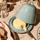 DOMED CERAMIC BUTTER DISH, DUCK EGG
