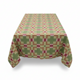 SWEDISH CHECK LINEN TABLECLOTH, FERN GREEN