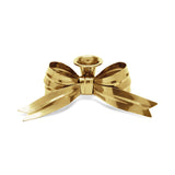 PAIR OF BOW CANDLE HOLDERS, BRASS