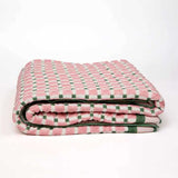 HAND BLOCK PRINTED CHEQUERBOARD QUILT, PINK