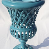 METAL URN PLANTER - DELPHINIUM