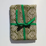 FOLK STRIPE LINEN TABLECLOTH, FERN GREEN