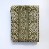 FOLK STRIPE LINEN TABLECLOTH, FERN GREEN