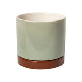 CONTRAST GLAZED PLANT POT, GREEN + BROWN