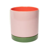 CONTRAST GLAZED PLANT POT, PINK + GREEN