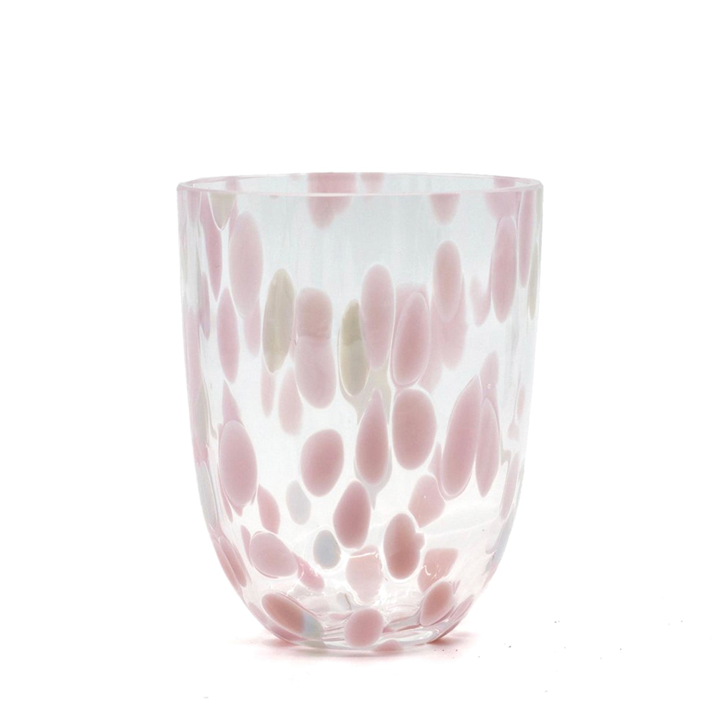CONFETTI GLASS TUMBLER. PALE LILAC AND PINK